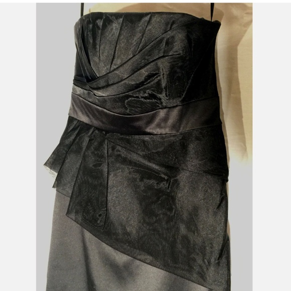 $198 Black Strapless Asymmetrical Whimsygoth Mini Formal/Occasion Dress~Sz 2 - Picture 7 of 11